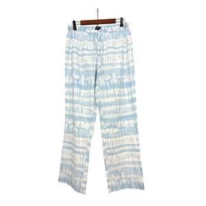 GAP Body Sleep Poplin White Blue Tie Dye Pajama Pants Size Women's Medium NWT